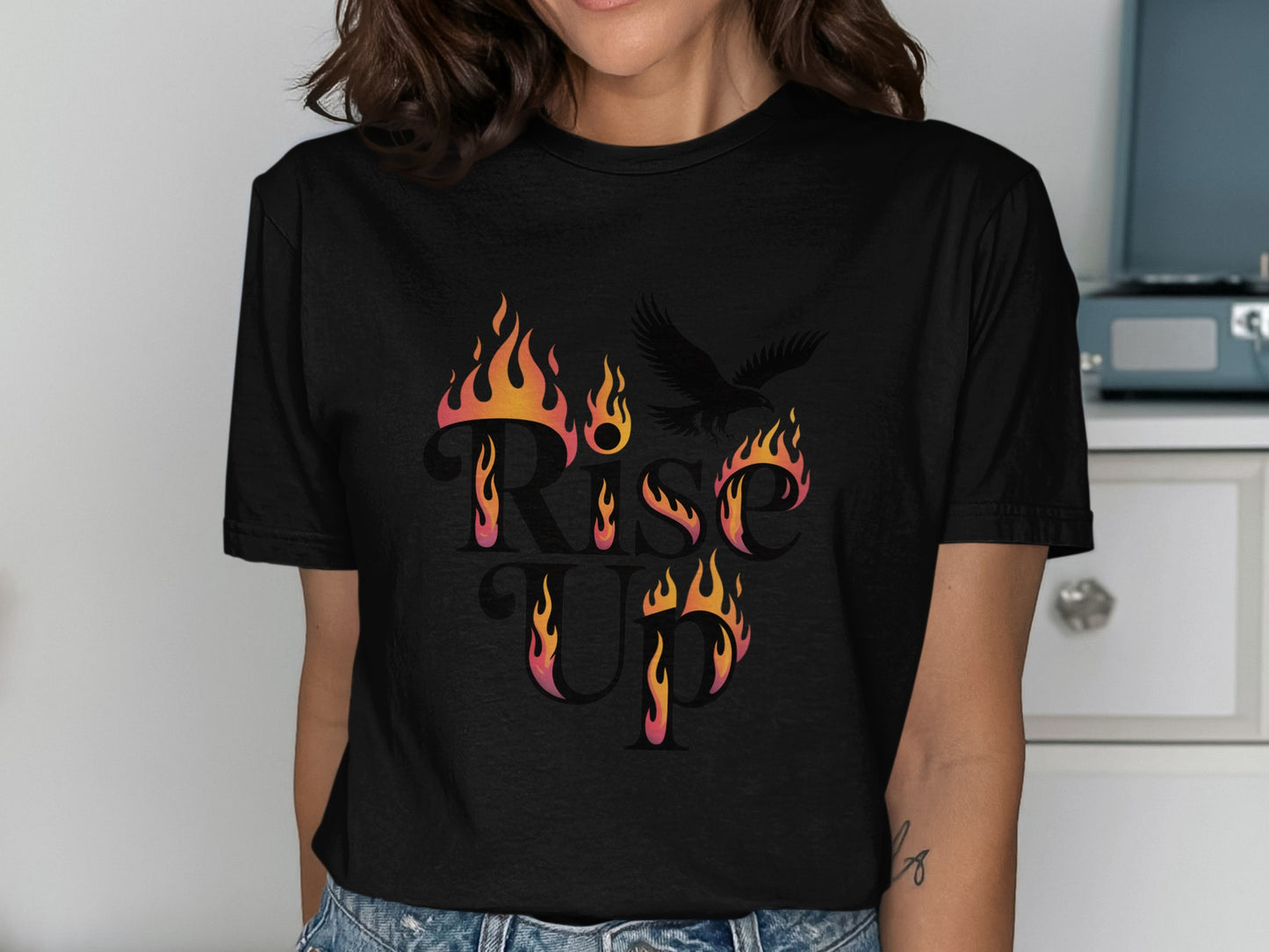Rise Up Flame and Bird Graphic T-Shirt product type