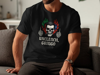 Unclench Gringo Skull Design Black T-shirt product