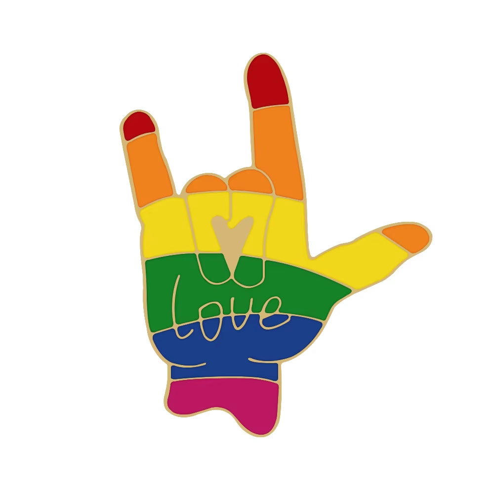 Celebrate Love with Our Custom Rainbow Enamel Pins - Stylish LGBT Brooches Featuring Heart and Gesture Designs for Bags, Shirts, and Lapels - Perfect Unique Jewelry Gifts