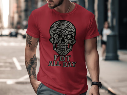 FDT All Day Graphic Skull Design T-Shirt Product