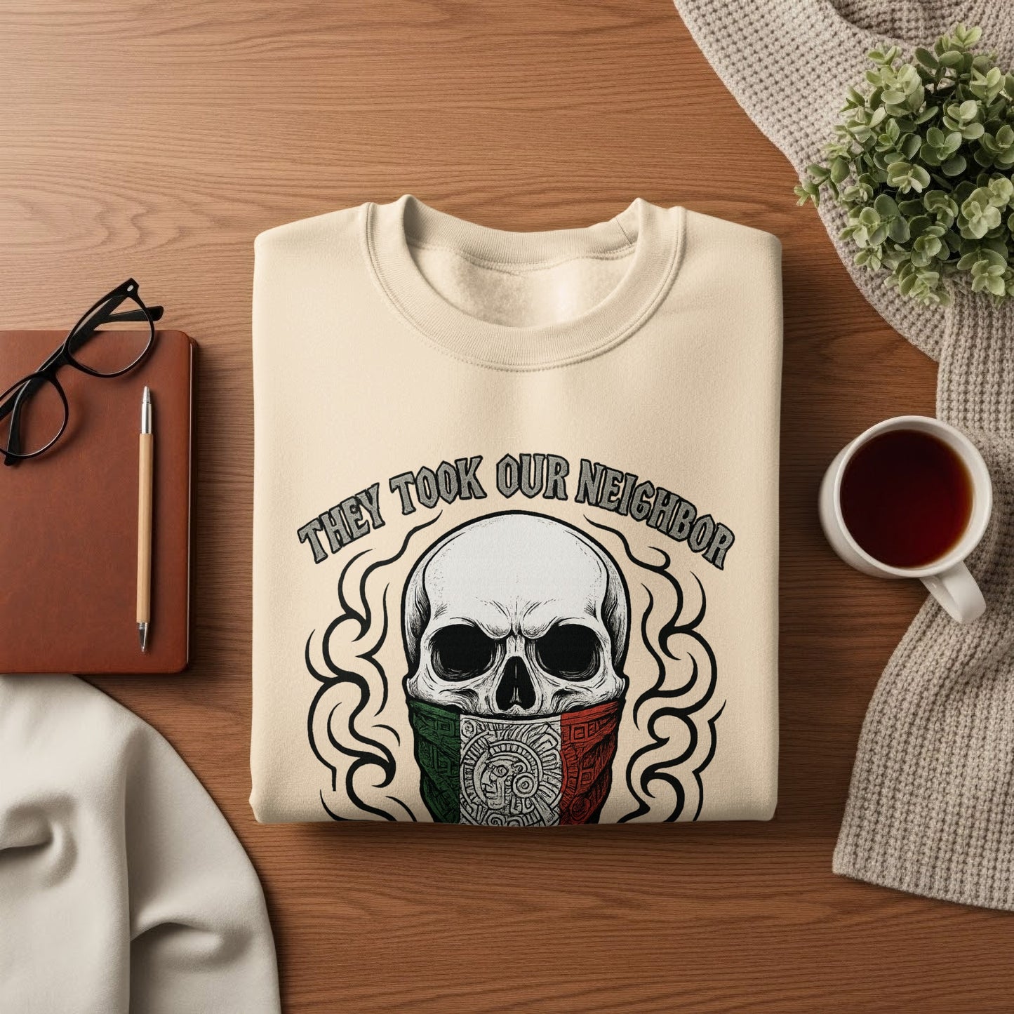 They Took Our Neighbor Skull Graphic Sweatshirt
