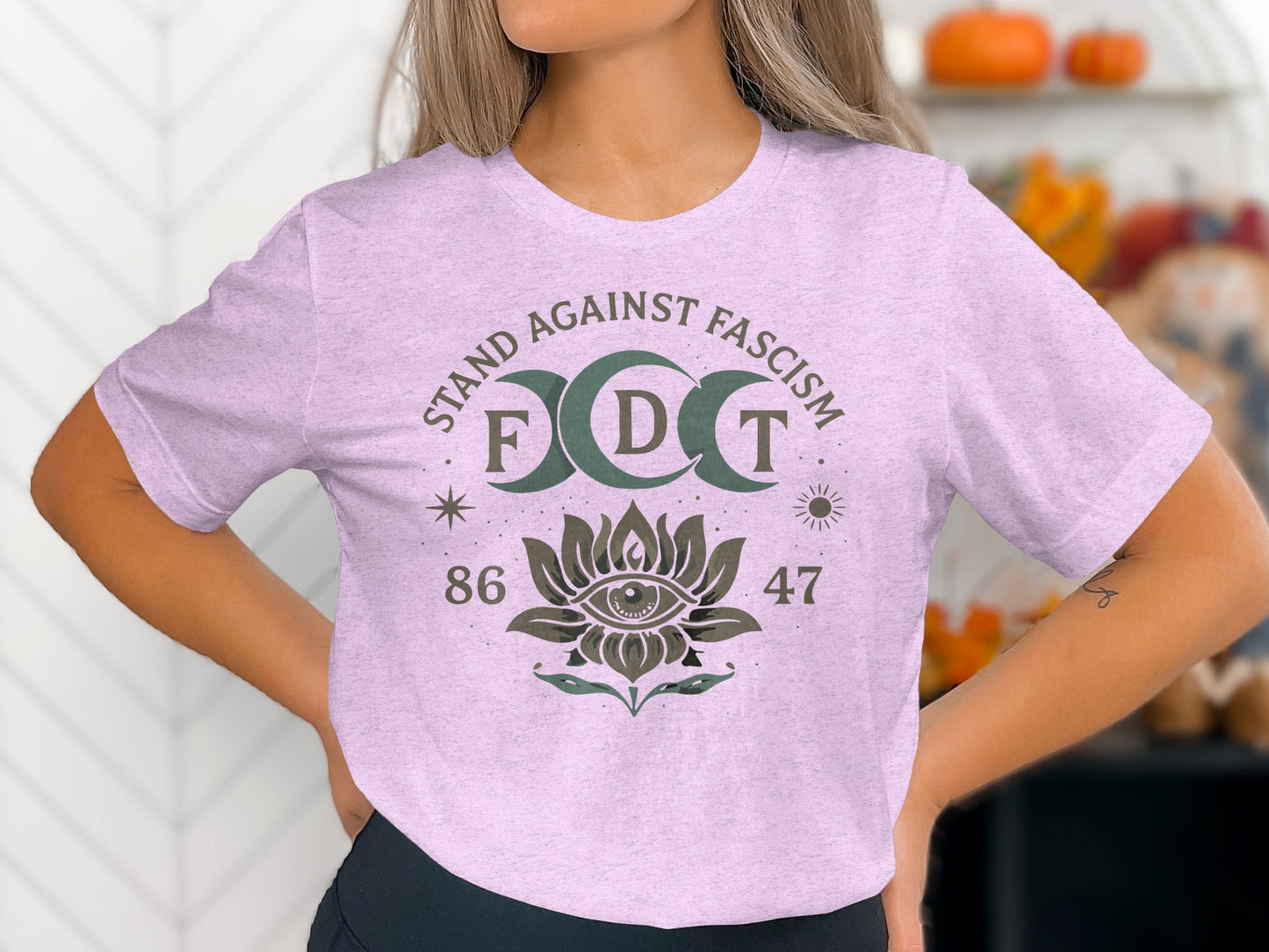 Stand Against Fascism Floral T-Shirt Graphic Tee