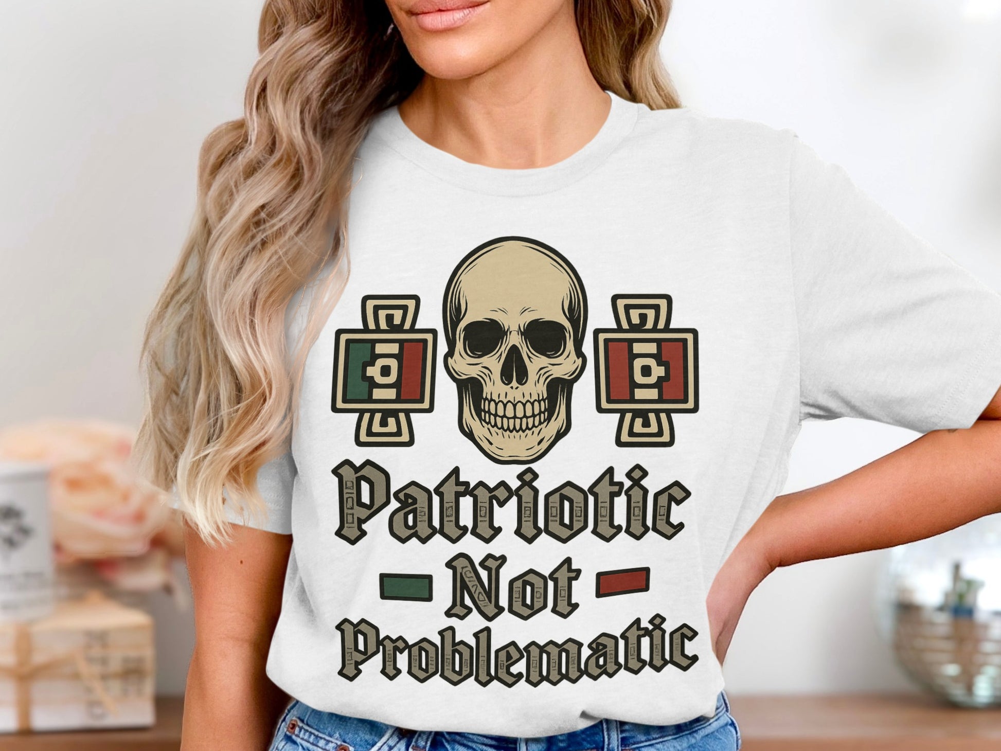 Patriotic Not Problematic Skull Graphic T-Shirt