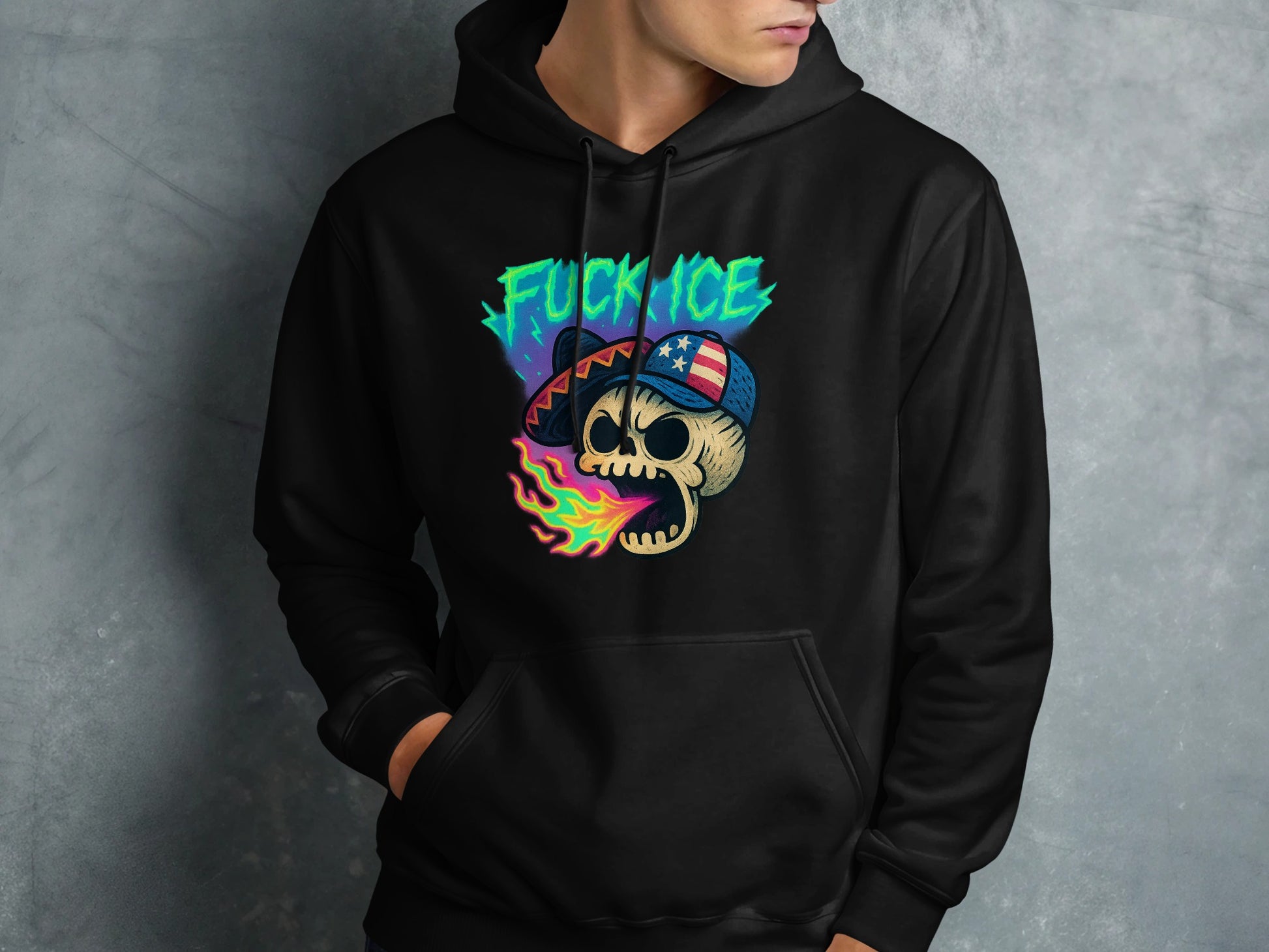 Bold Graphic Hoodie with Colorful Skull Design product