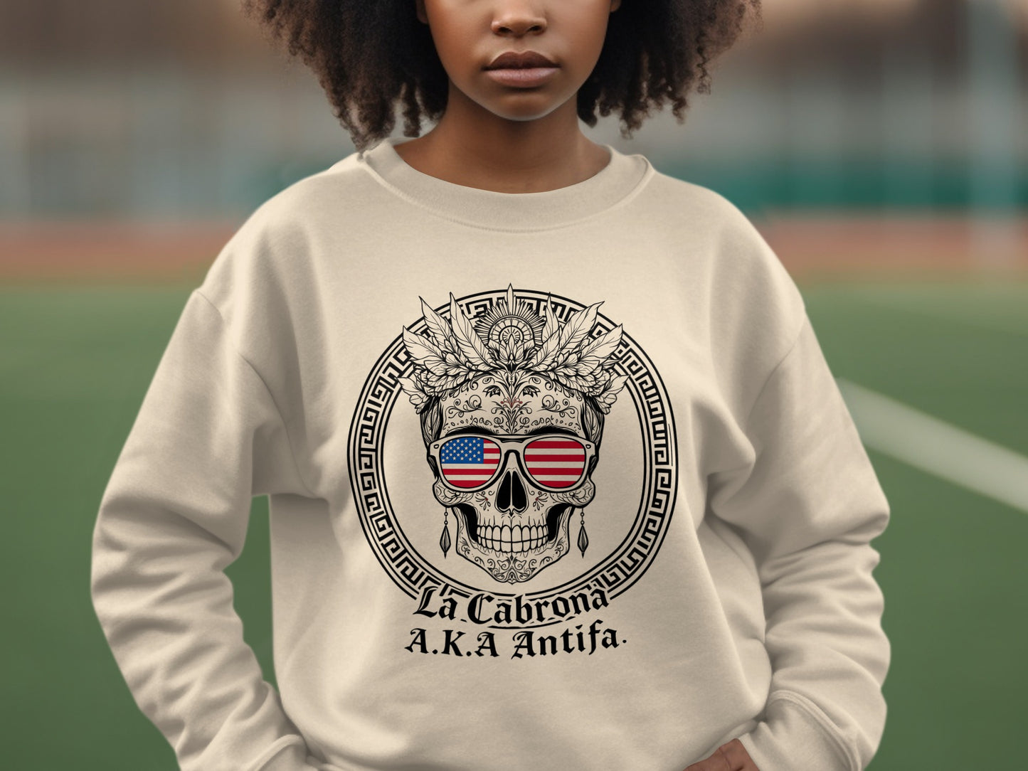 La Cabrona Skull Antifa Graphic Design Sweatshirt