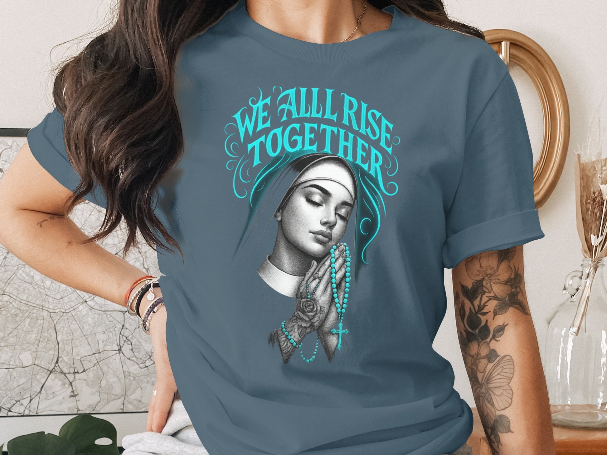 We All Rise Together Printed Fashionable T-Shirt product type