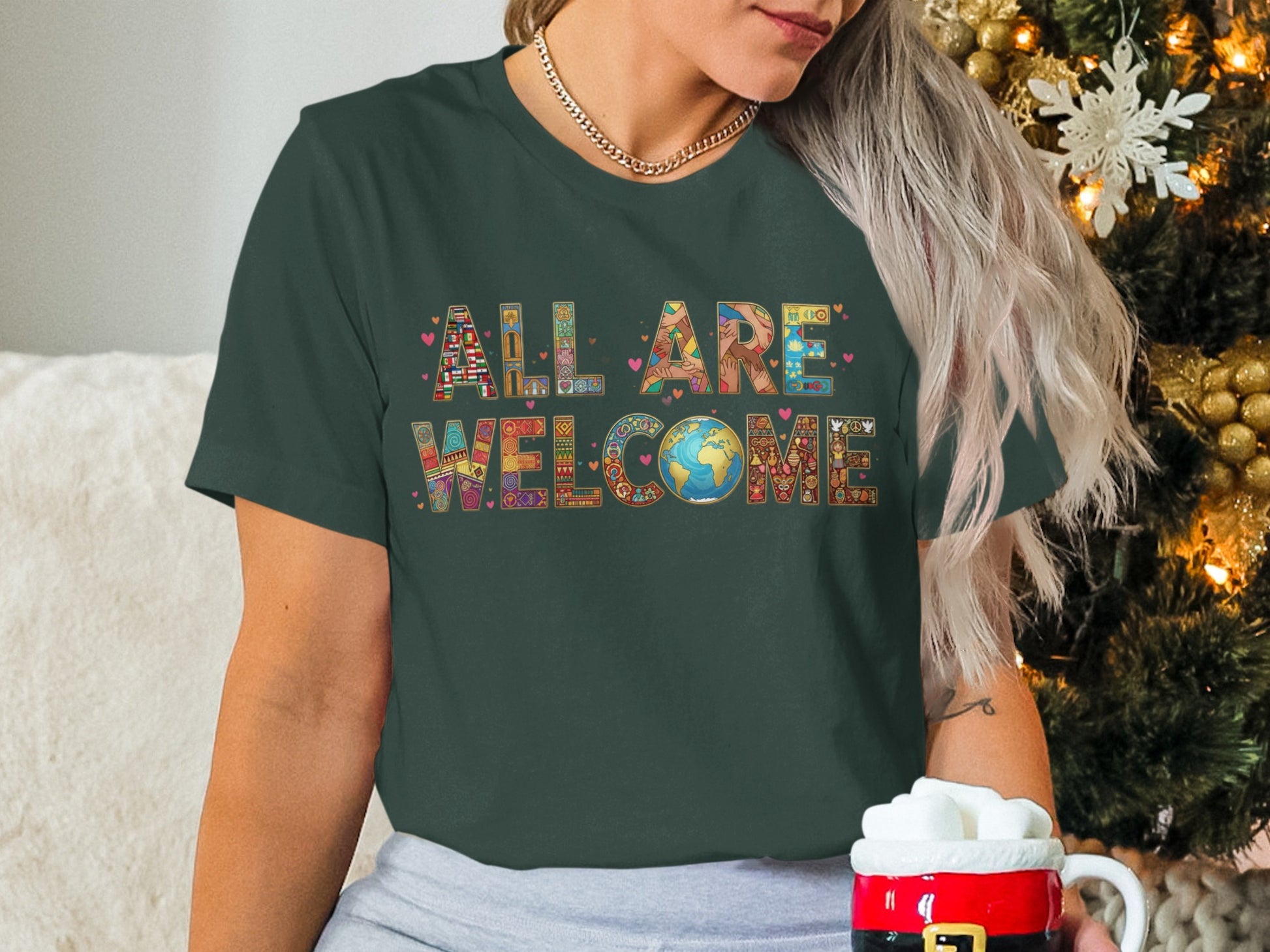 All Are Welcome Graphic Tee Shirt for Everyone