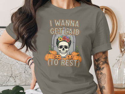 I Wanna Get Laid To Rest Skull Pumpkin T-Shirt product type