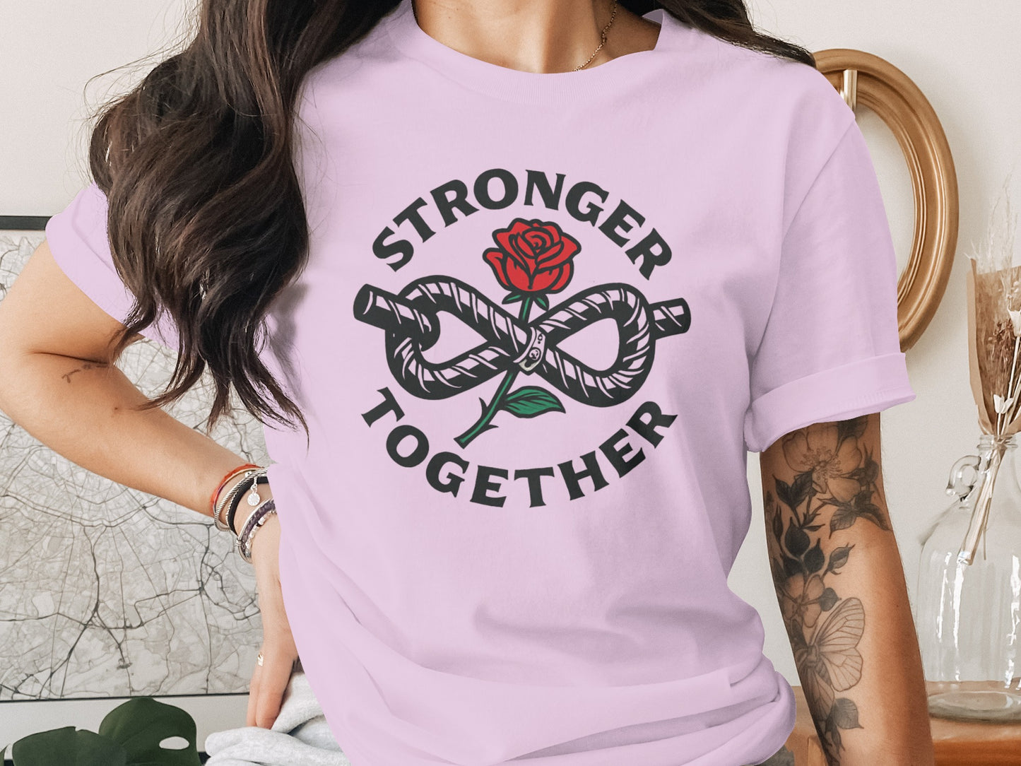 Stronger Together Rose Graphic Tee Shirt Product