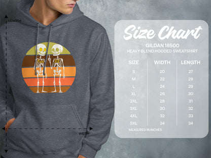 Retro Skeletons Graphic Hooded Sweatshirt product type