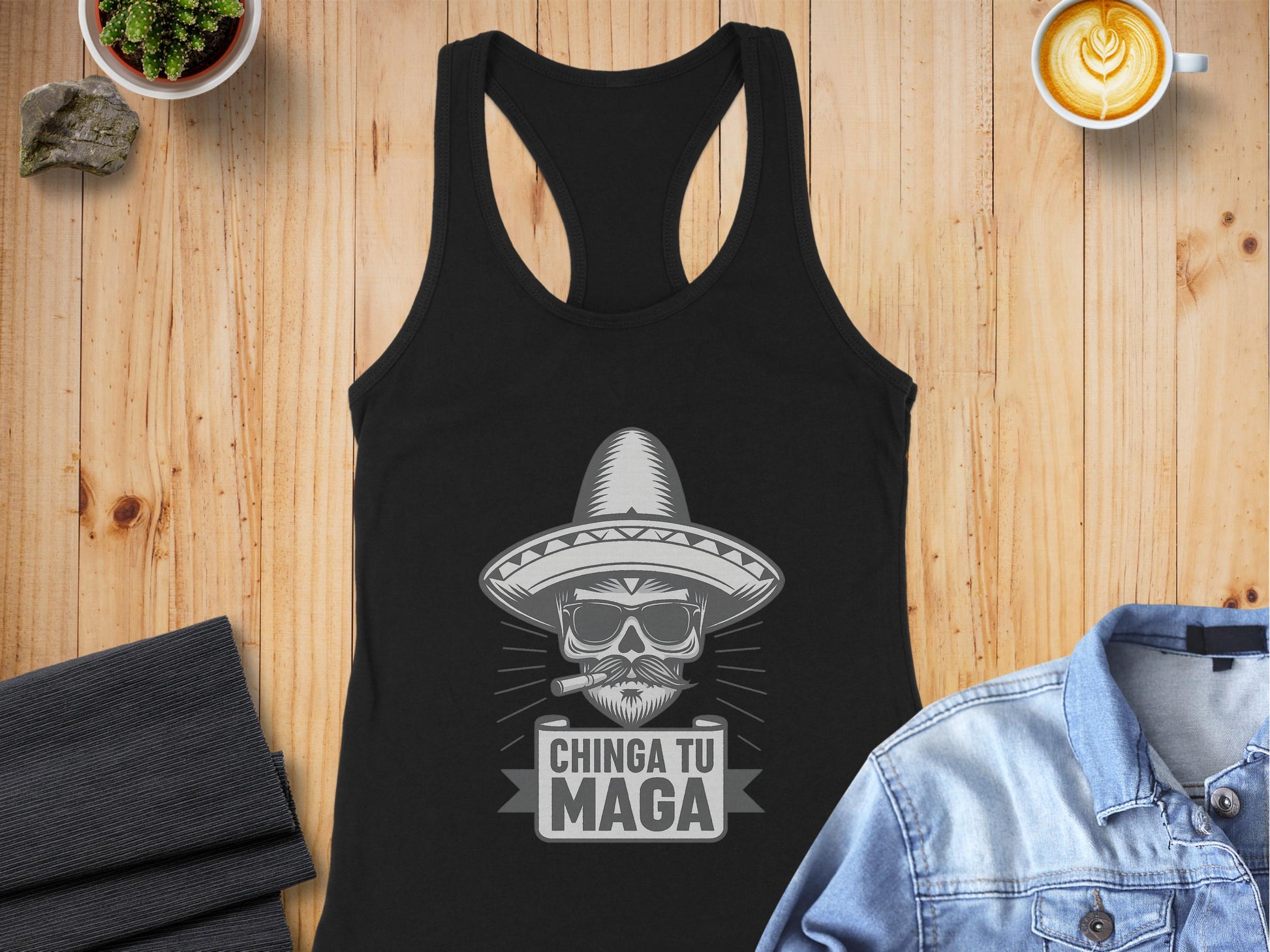 Chinga Tu Maga Black Tank Top Perfect Graphic Product