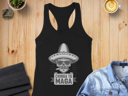 Chinga Tu Maga Black Tank Top Perfect Graphic Product