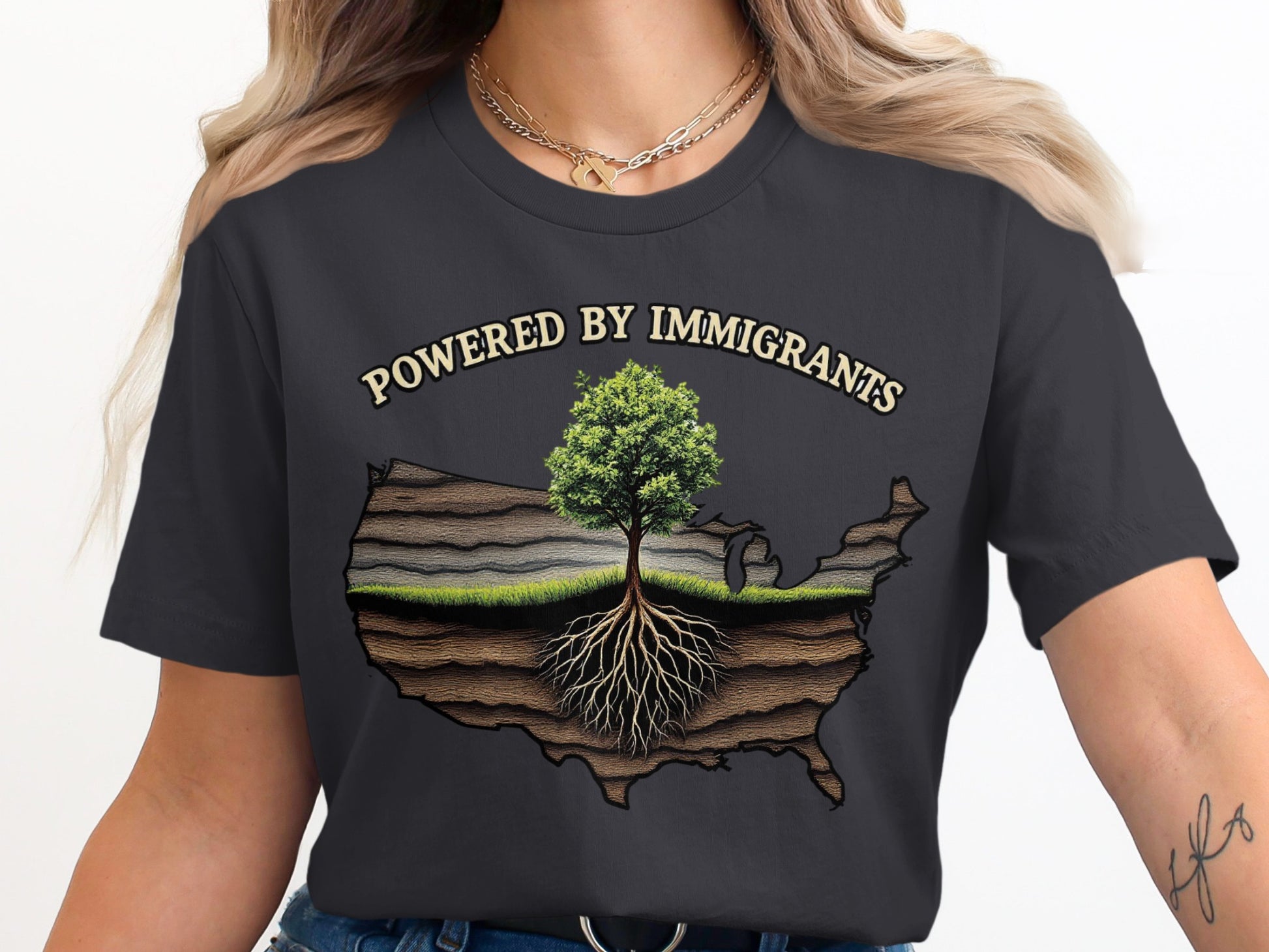 Powered by Immigrants Statement T-Shirt product