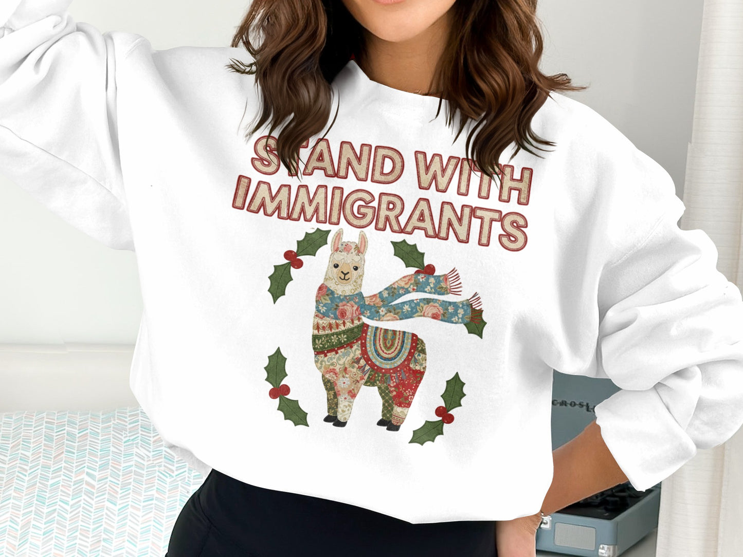 Stand With Immigrants Llama Sweatshirt