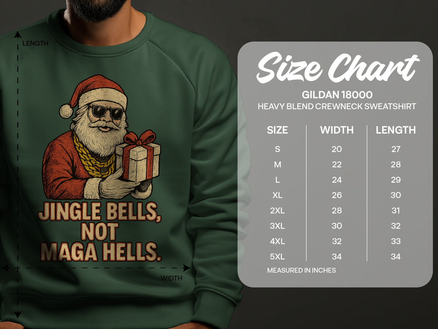 Jingle Bells Not Maga Hells Heavy Blend Crewneck Sweatshirt