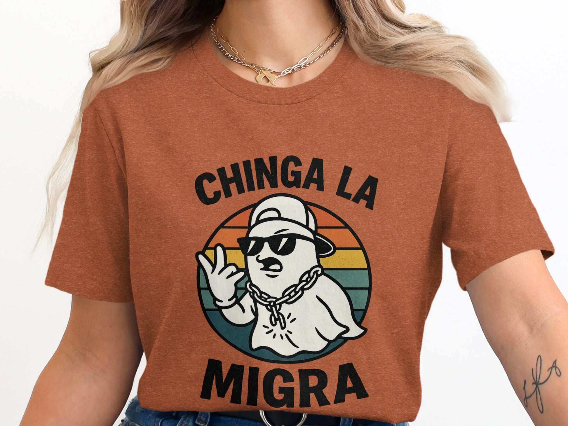 Funny Ghost Chinga La Migra Graphic T-Shirt product