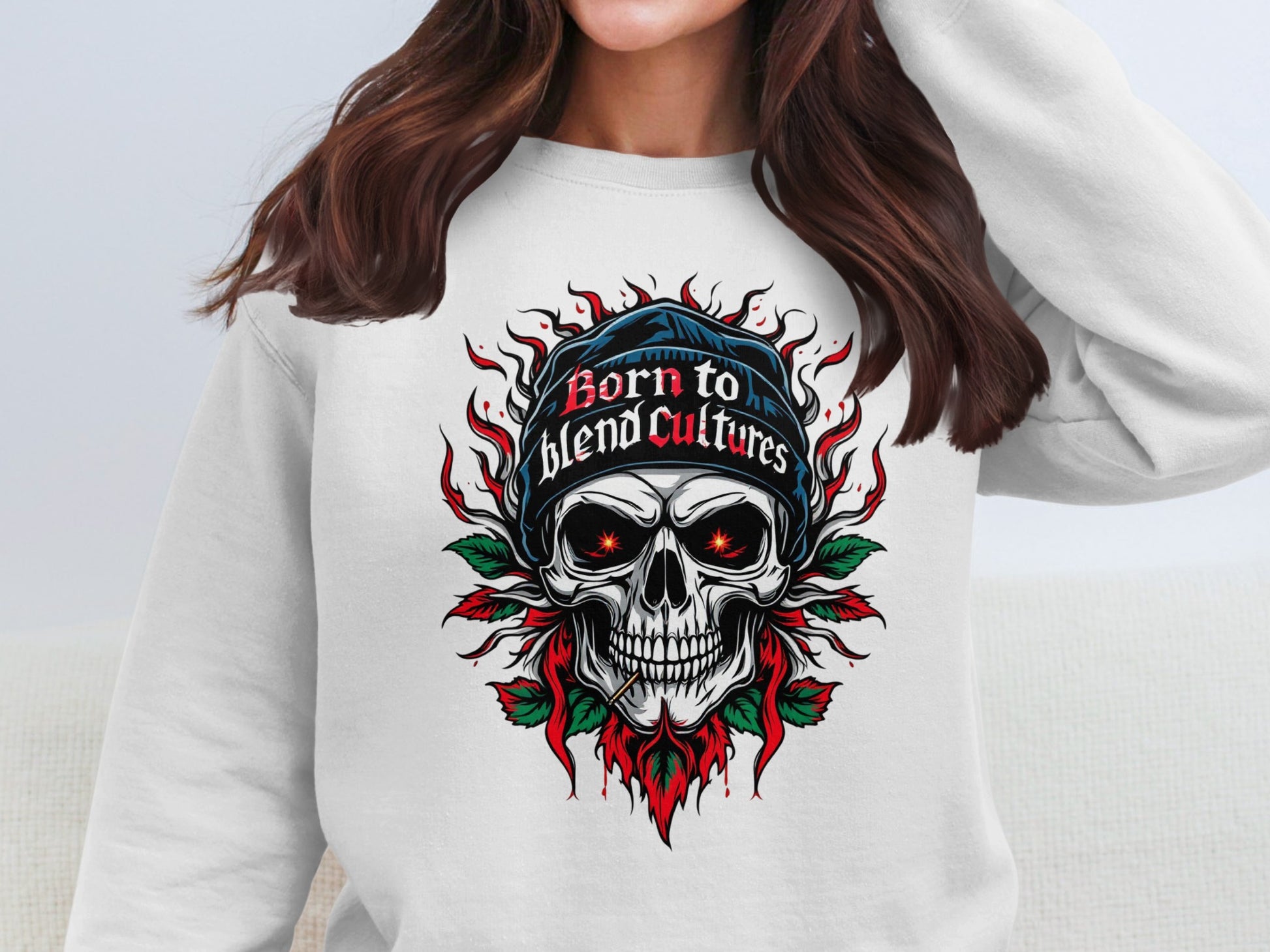 Born to Blend Cultures Skull Graphic Sweatshirt product type
