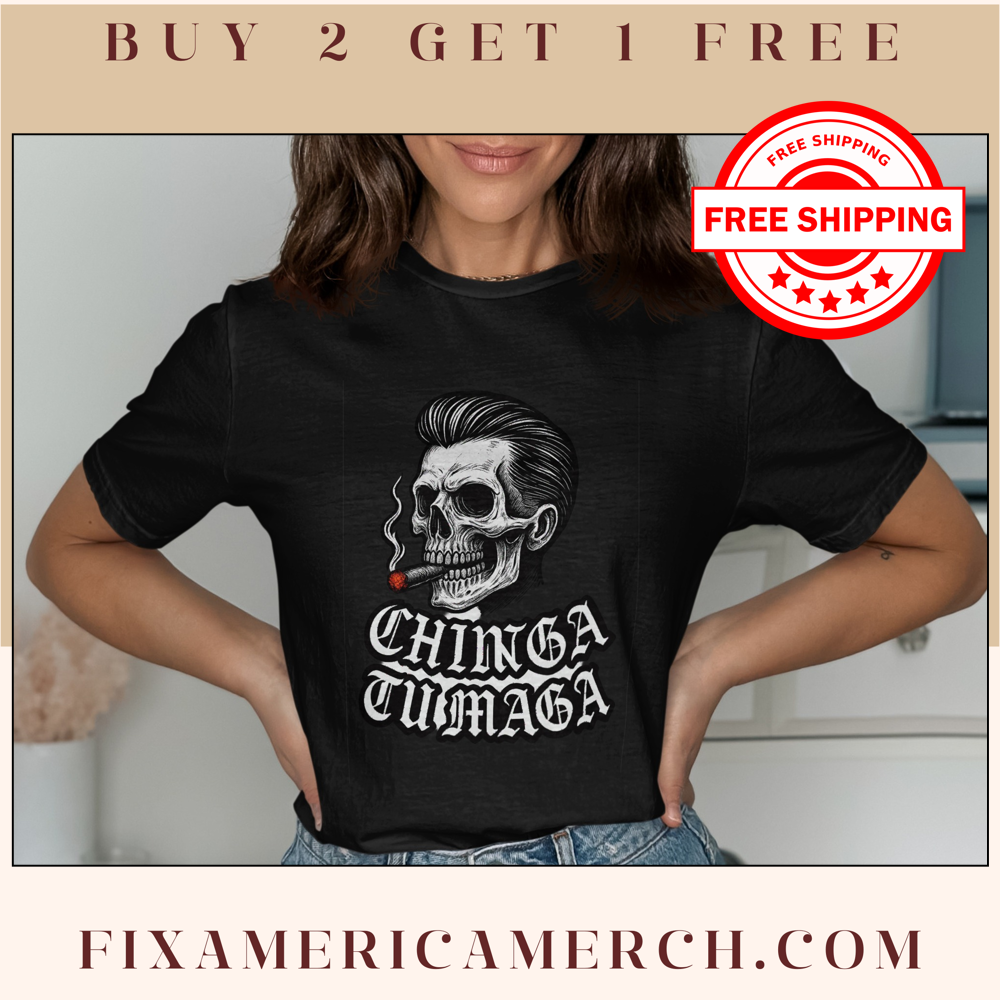 Chinga Tu Maga Graphic Skull T-shirt product