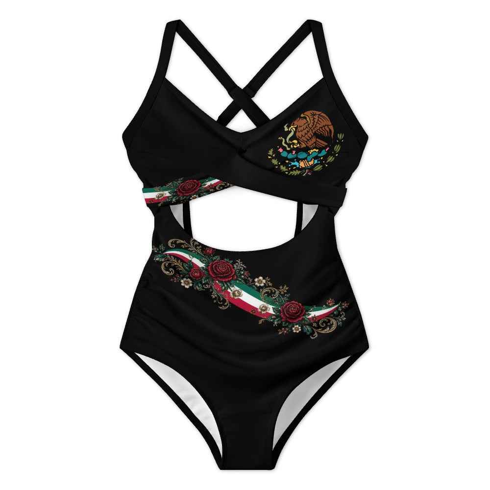 Women's crop top one-piece swimsuit