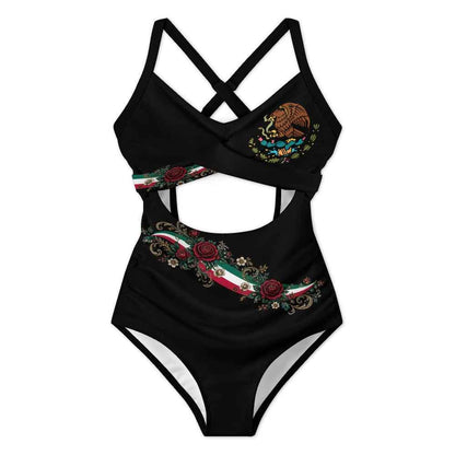 Women's crop top one-piece swimsuit
