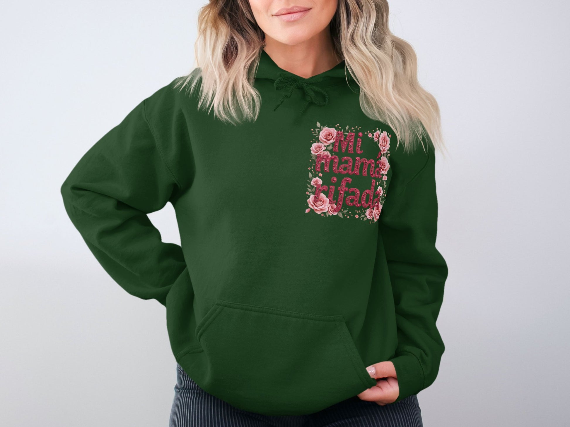 Mi Mama Y Jefa Floral Design Hoodie Product