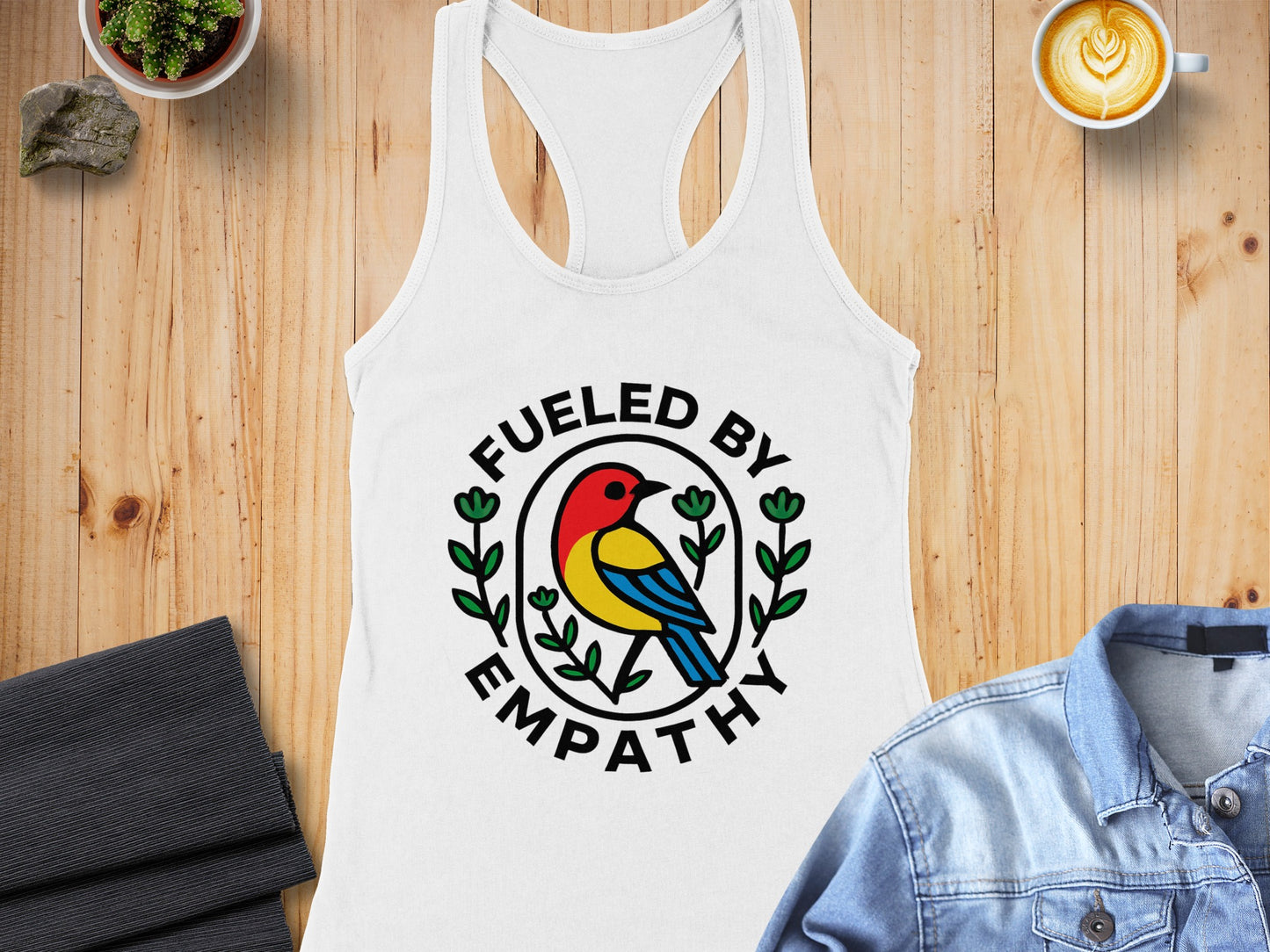 Fueled By Empathy Colorful Bird Racerback Tank Top
