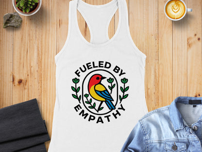 Fueled By Empathy Colorful Bird Racerback Tank Top