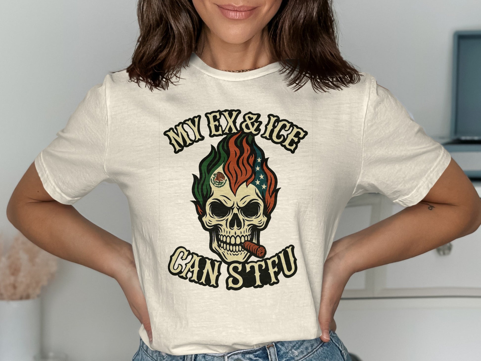 My Ex and Ice Can STFU Skull Graphic Tee product