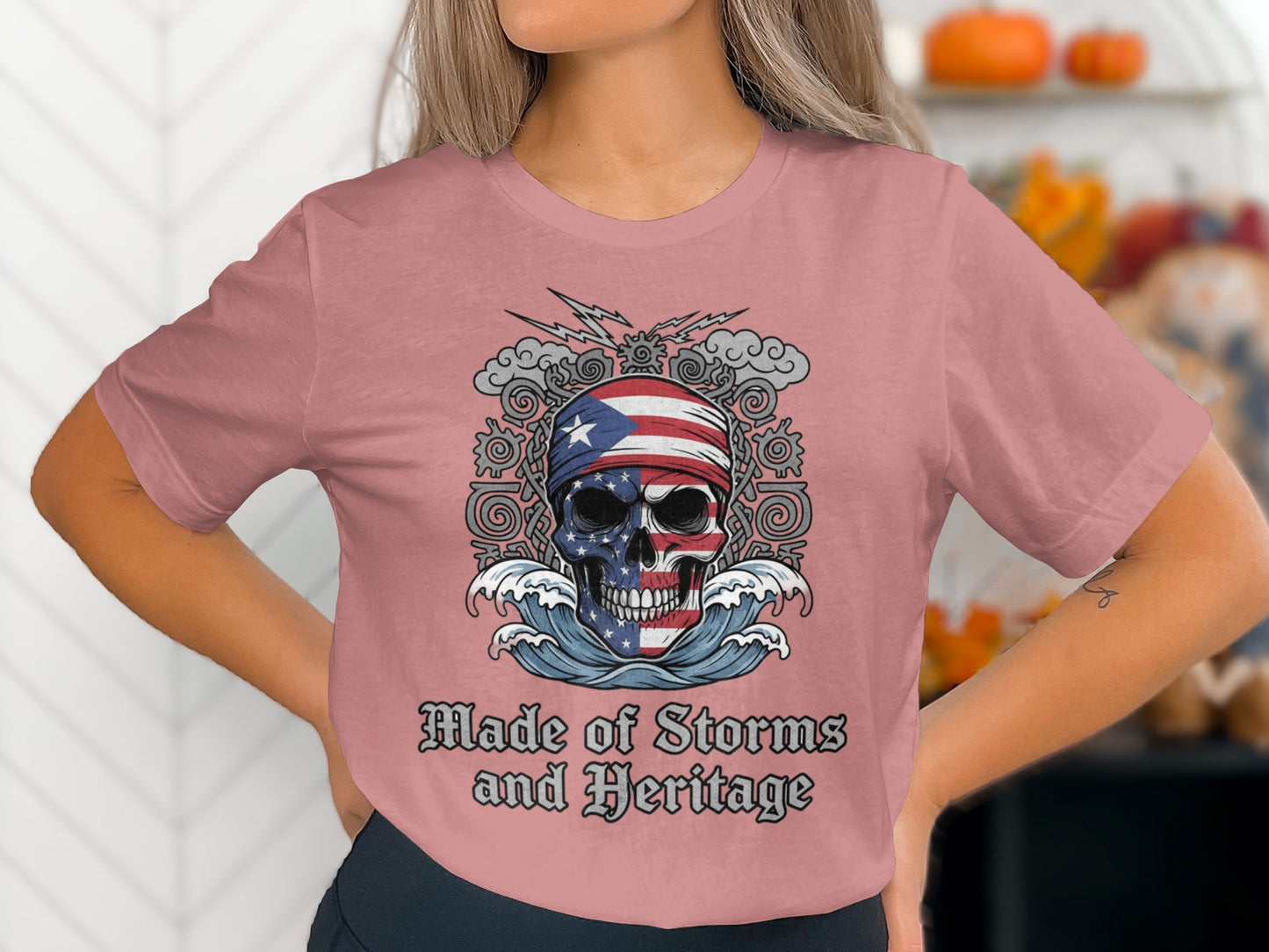 Made of Storms and Heritage Skull Design Shirt