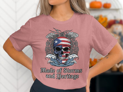 Made of Storms and Heritage Skull Design Shirt