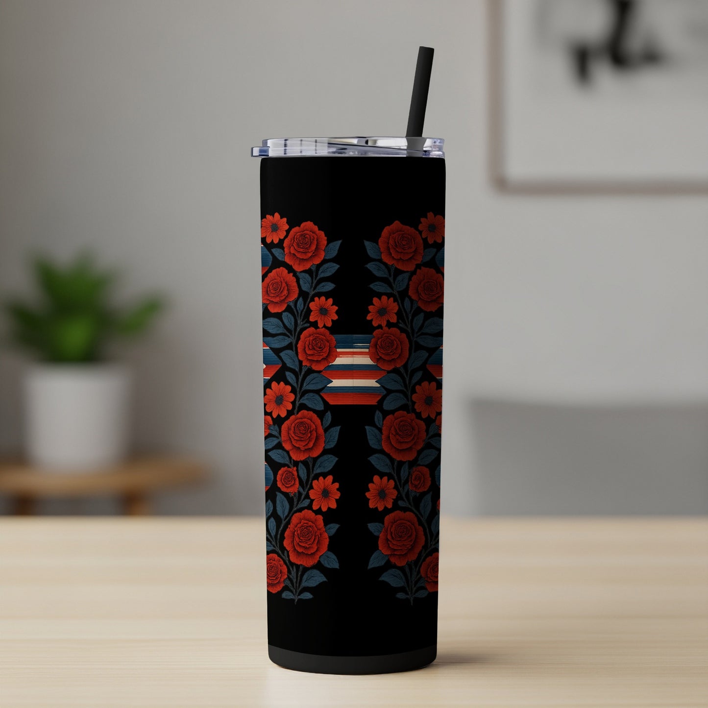 Red Floral Pattern Insulated Drink Container product type