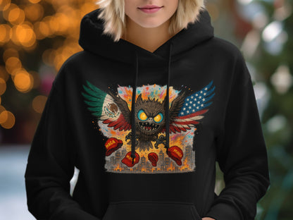 Unique Mexican American Flag Winged Owls Hoodie product