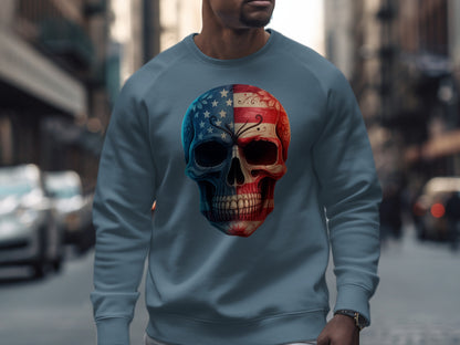 Bold American Flag Skull Print Sweatshirt product