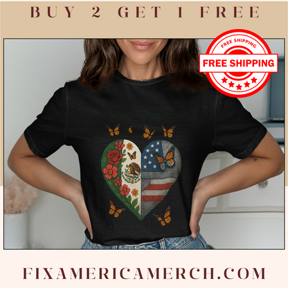 Heart-Shaped Flag and Flowers Printed Shirt product