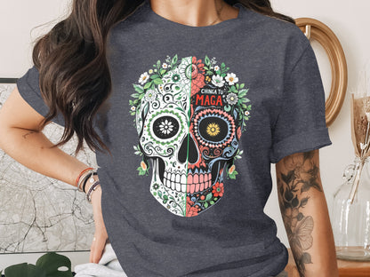 Vibrant Day of the Dead Skull Design T-shirt product
