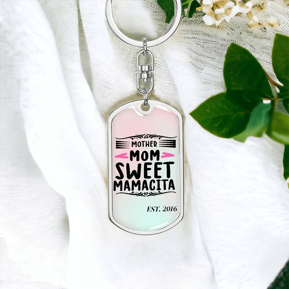Custom Personalized Gift For Mom, Dog Tag with Swivel Keychain USA Made