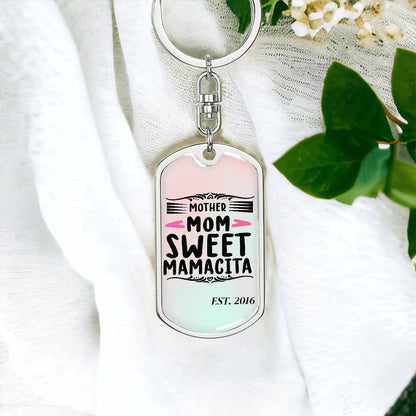 Custom Personalized Gift For Mom, Dog Tag with Swivel Keychain USA Made