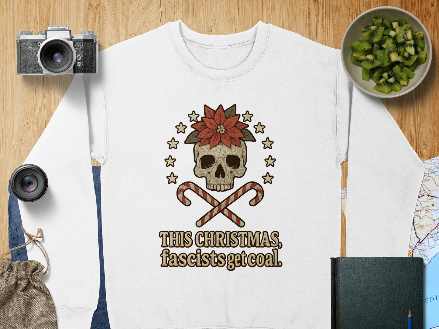 This Christmas Fascists Get Coal Skull Sweatshirt