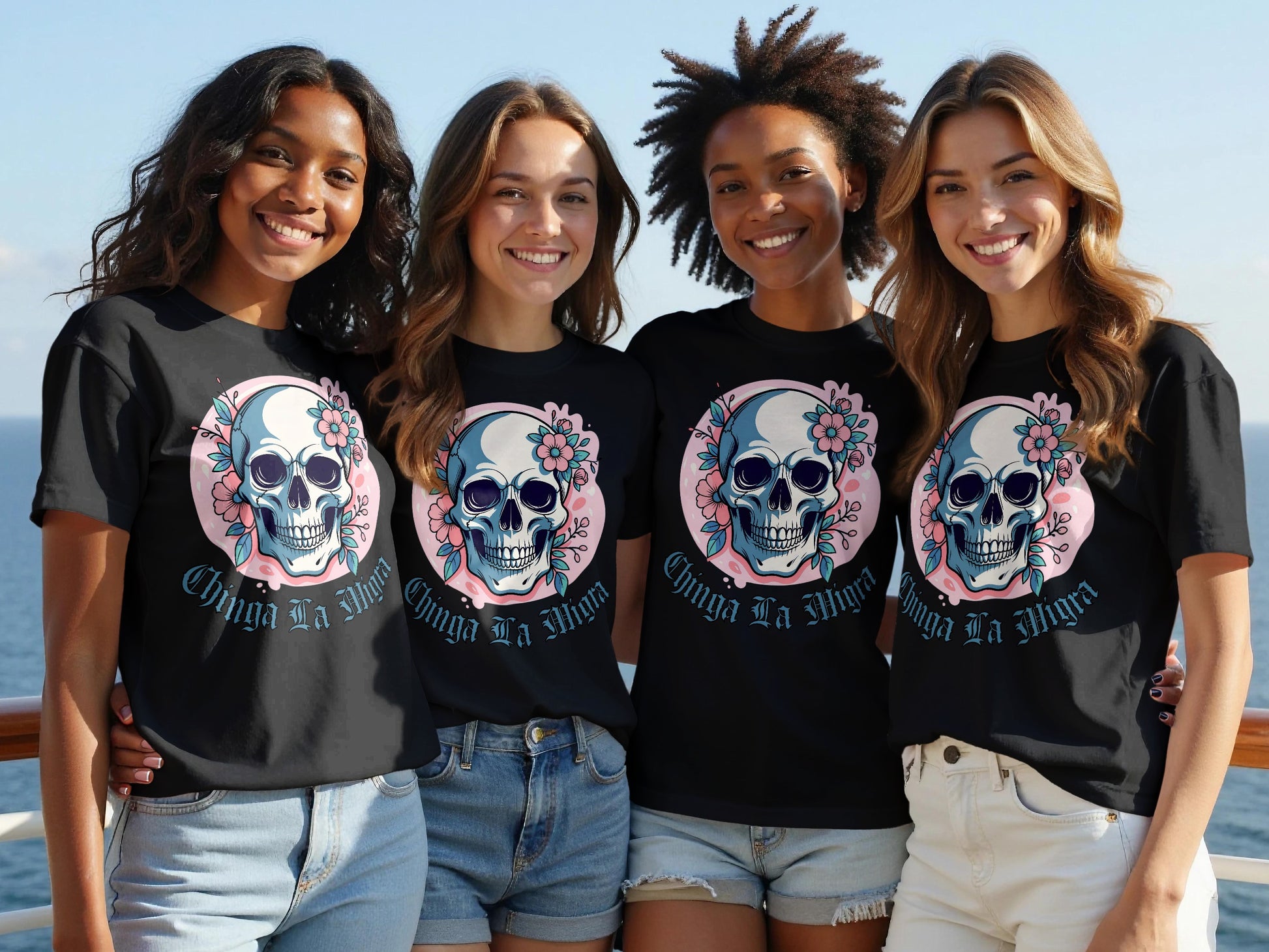 Chinga tu Miedo Floral Skull Graphic T-Shirt product type