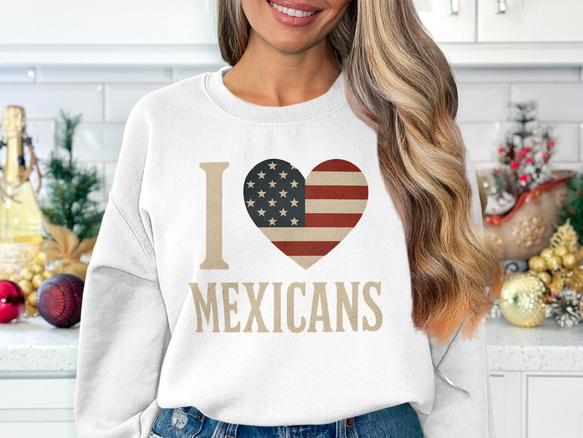 I Heart Mexicans USA Flag Graphic Sweatshirt product