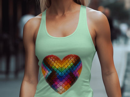 Vibrant Heart Print Tank Top Multicolor Design product