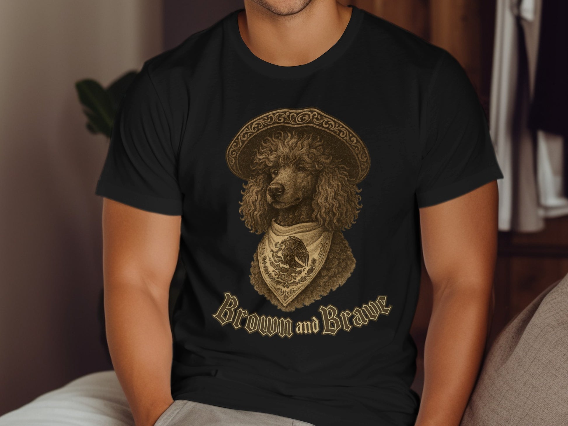 Brown and Brave Dog Art T-Shirt Vintage Style product type