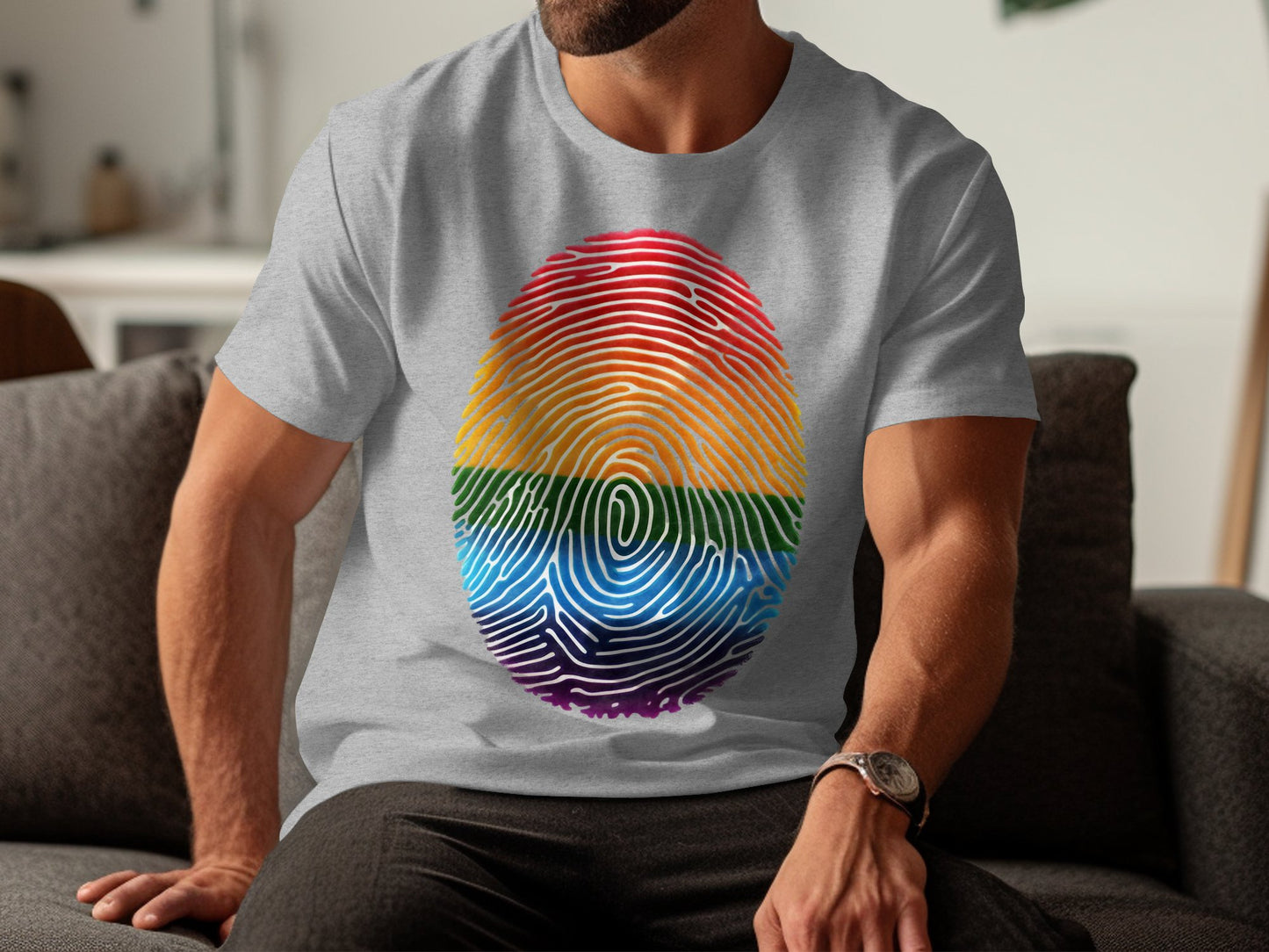 Unique Rainbow Fingerprint Design T Shirt product type