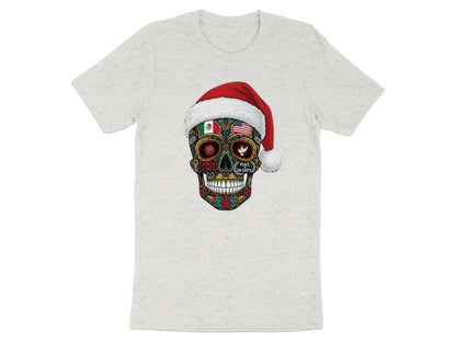 Christmas Skull Santa Hat Festive T-shirt for Holiday