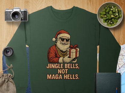 Jingle Bells Not Maga Hells Funny Santa Sweatshirt