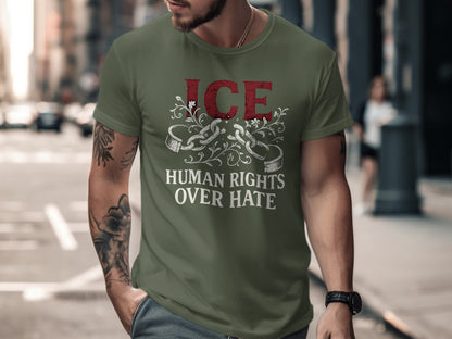 ICE Human Rights Over Hate Graphic T-shirt product type