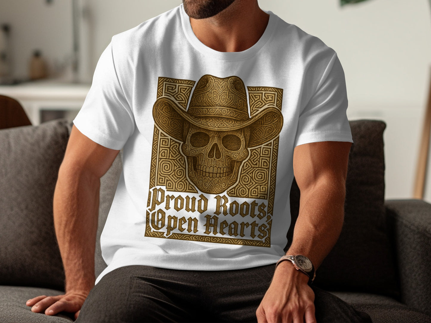 Proud Roots Open Hearts Skull Cowboy Hat Shirt