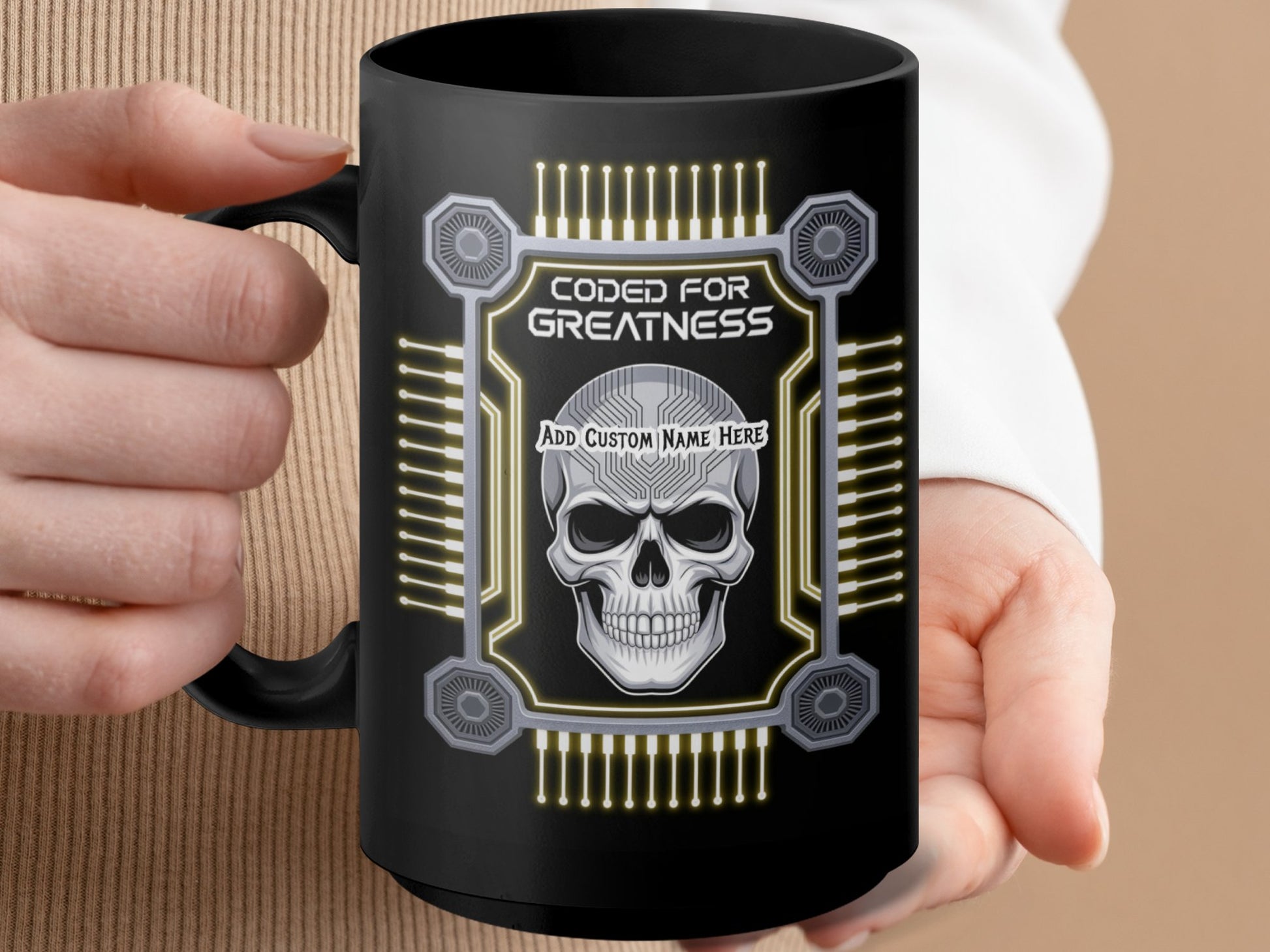 Custom Skull Design Coded For Greatness Mug product