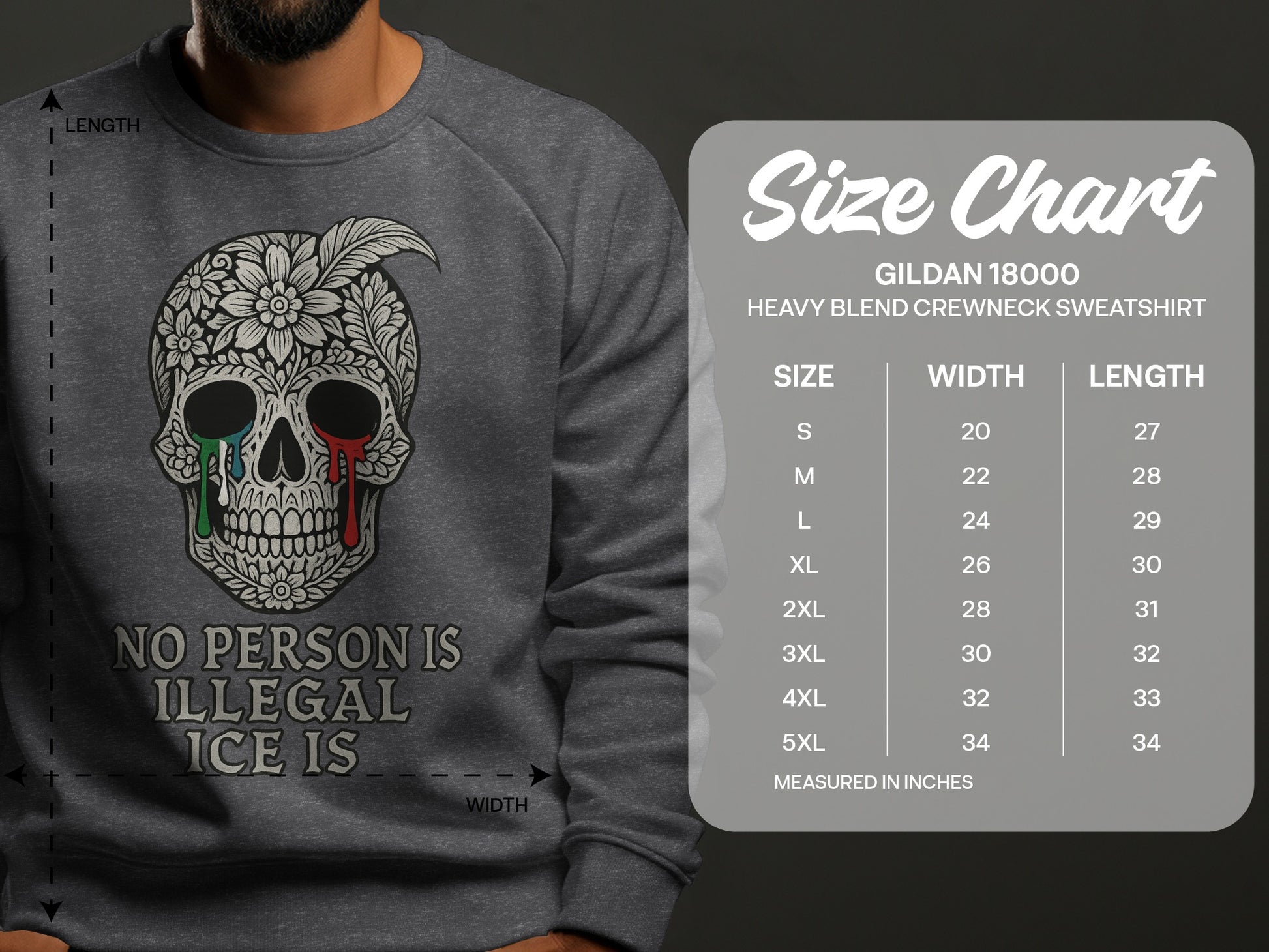 No Person Is Illegal ICE Is Heavy Blend Crewneck Sweatshirt