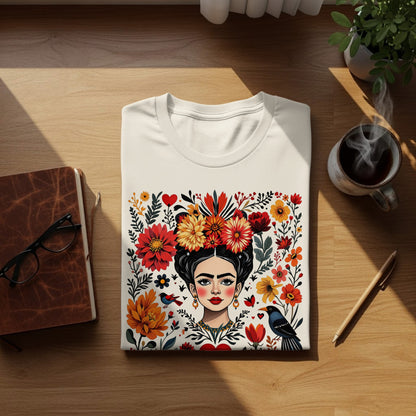 Frida Inspired Floral Lady Bird Art Design Colorful product type